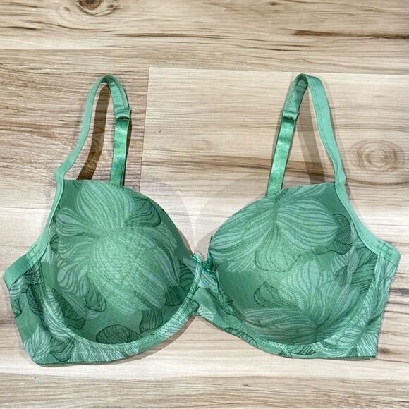 Delta Burke Green Floral Mesh Bra Women’s 40DD - Picture 1 of 5